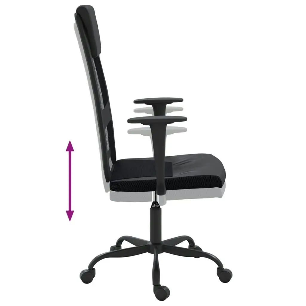 Office Chair Height Adjustable Black Mesh Fabric and Faux Leather 353023