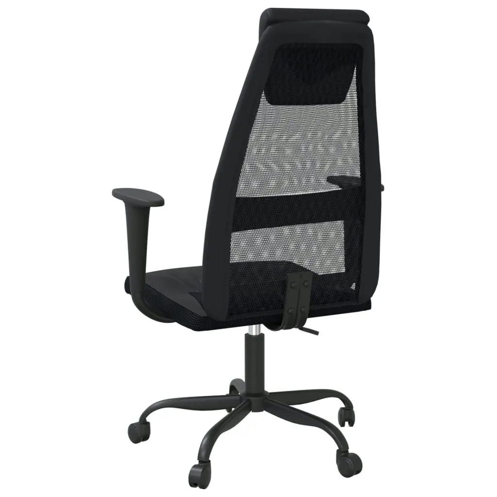 Office Chair Height Adjustable Black Mesh Fabric and Faux Leather 353023