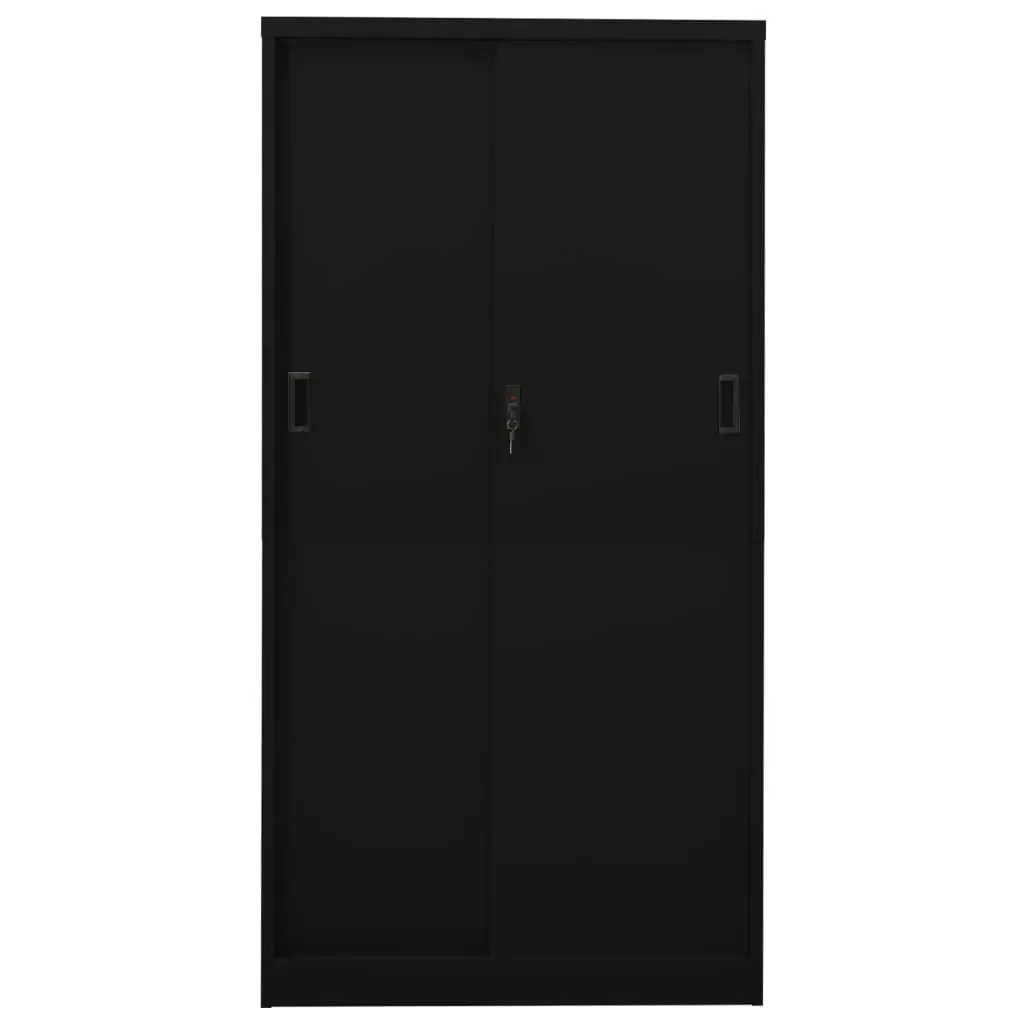 Office Cabinet with Sliding Door Black 90x40x180 cm Steel 335960