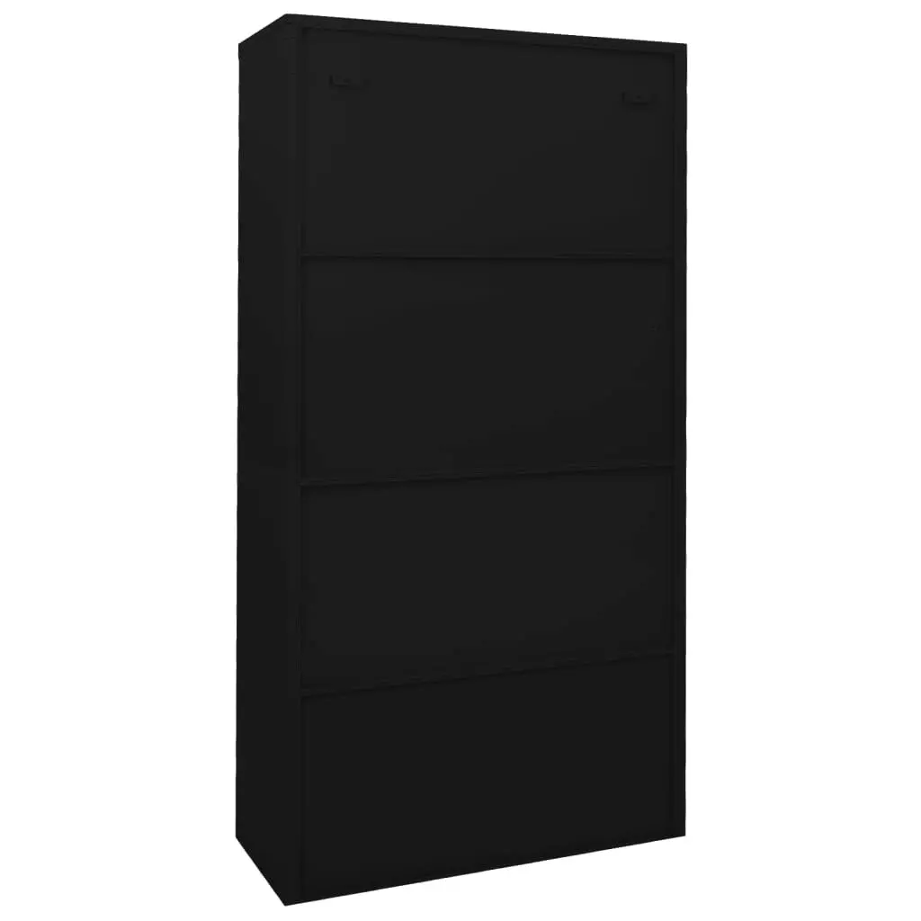 Office Cabinet with Sliding Door Black 90x40x180 cm Steel 335960