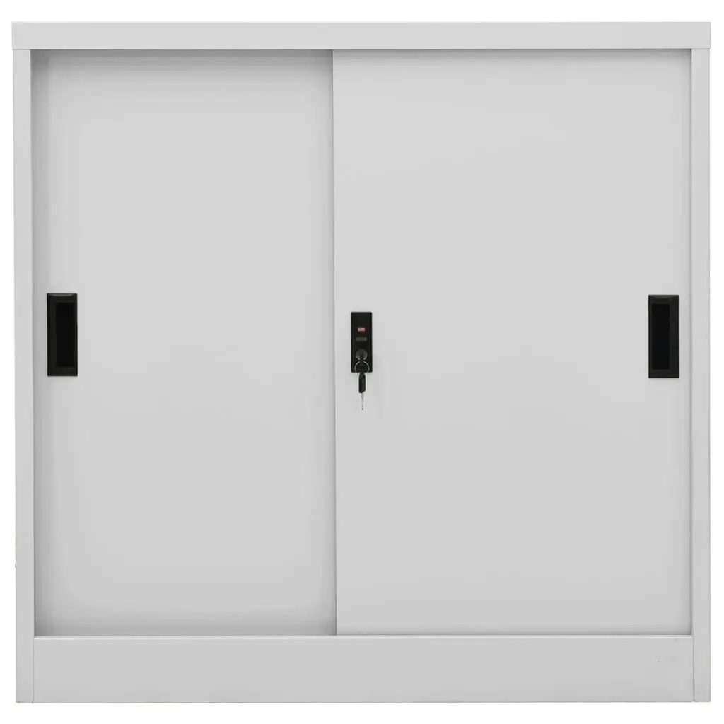 Office Cabinet with Sliding Door Light Grey 90x40x90 cm Steel 335951