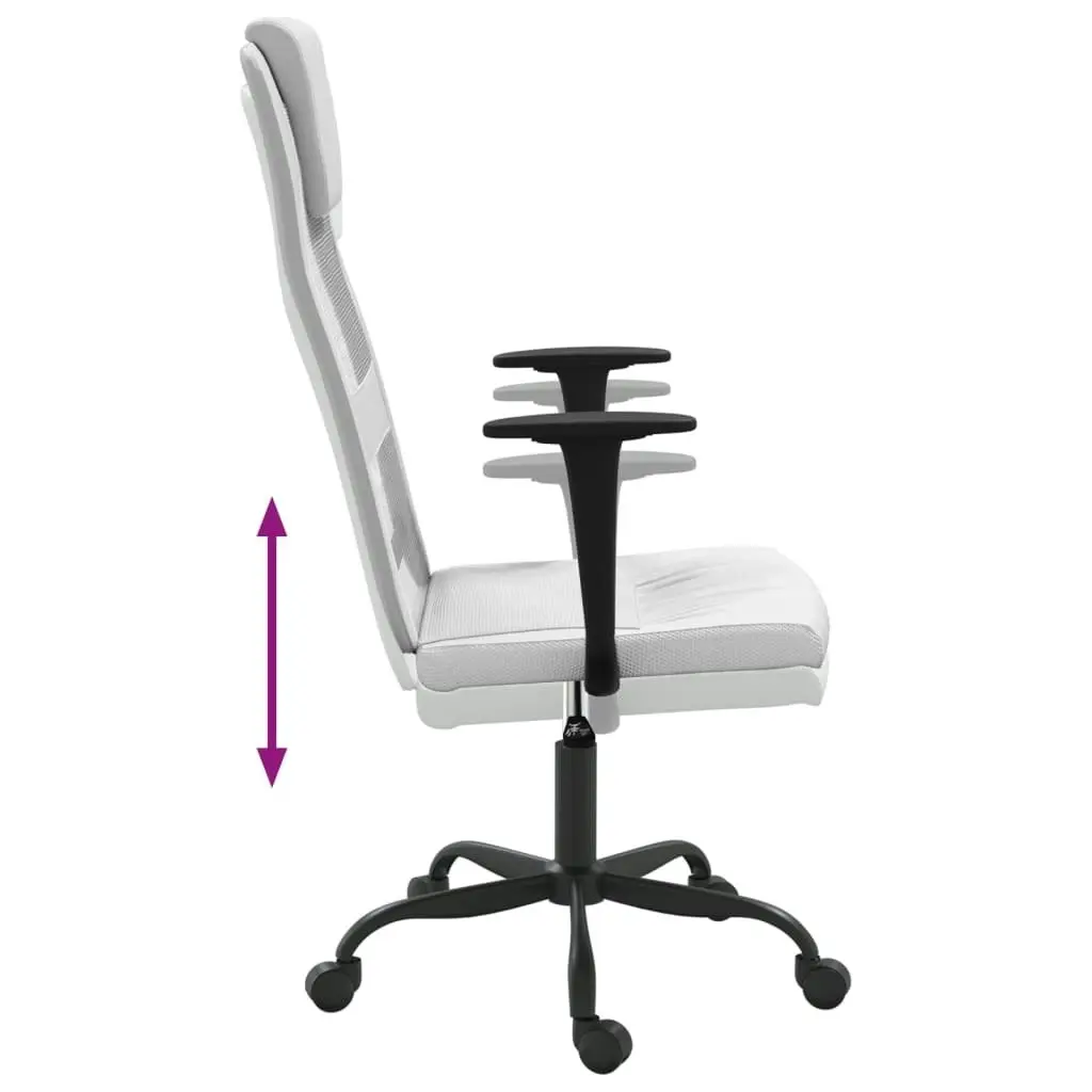 Office Chair Height Adjustable White Mesh Fabric and Faux Leather 353021