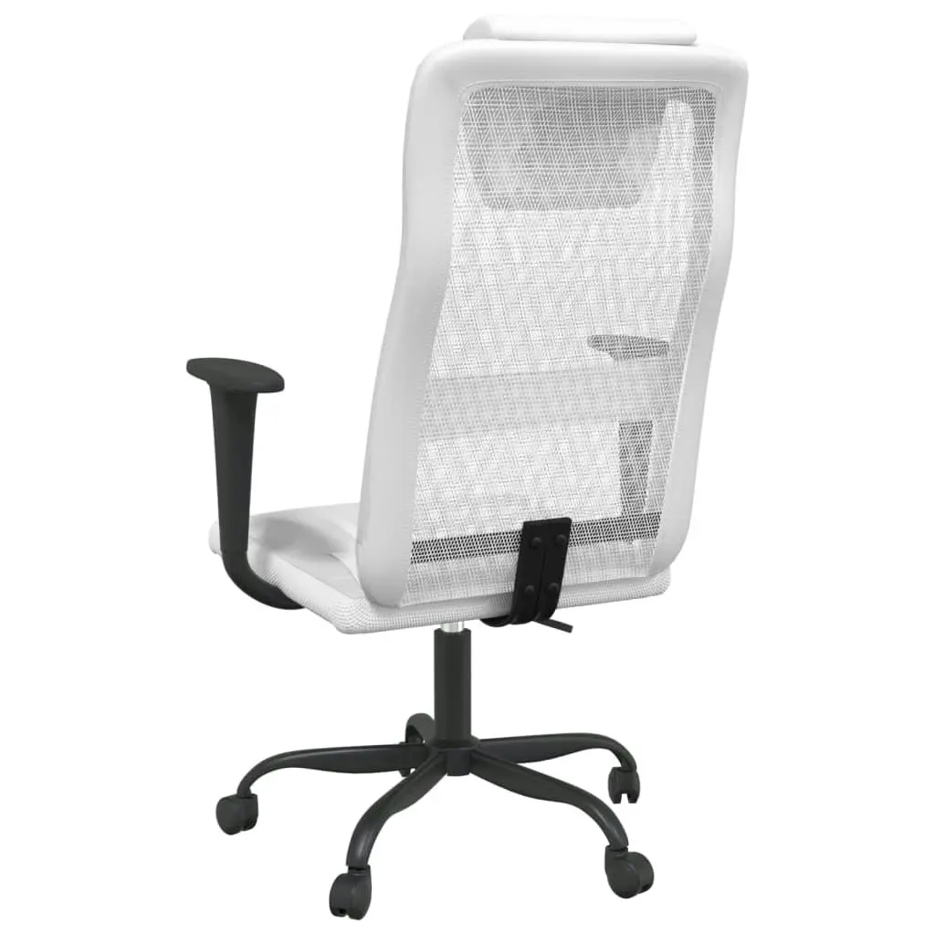 Office Chair Height Adjustable White Mesh Fabric and Faux Leather 353021