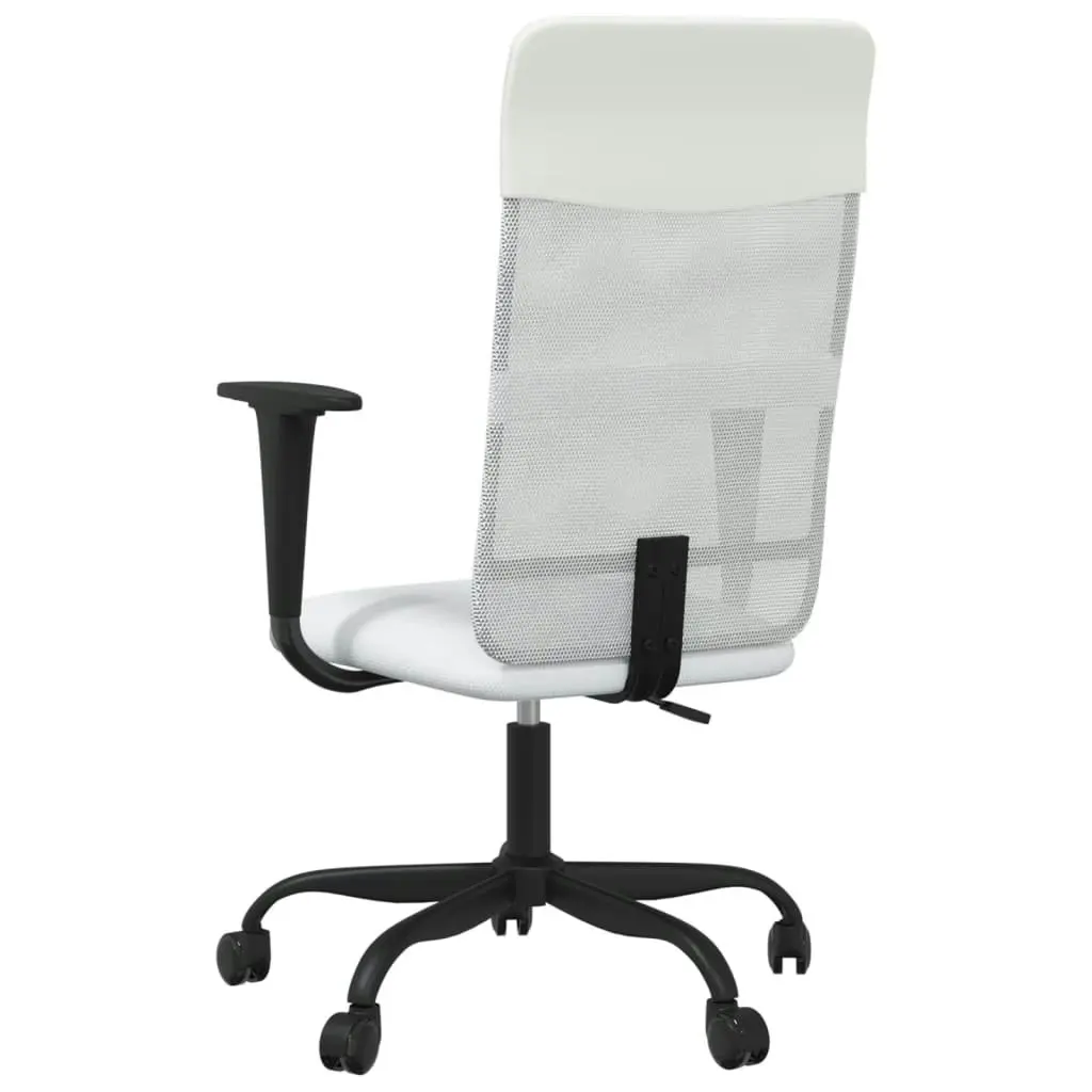 Office Chair Height Adjustable White Mesh Fabric and Faux Leather 353015