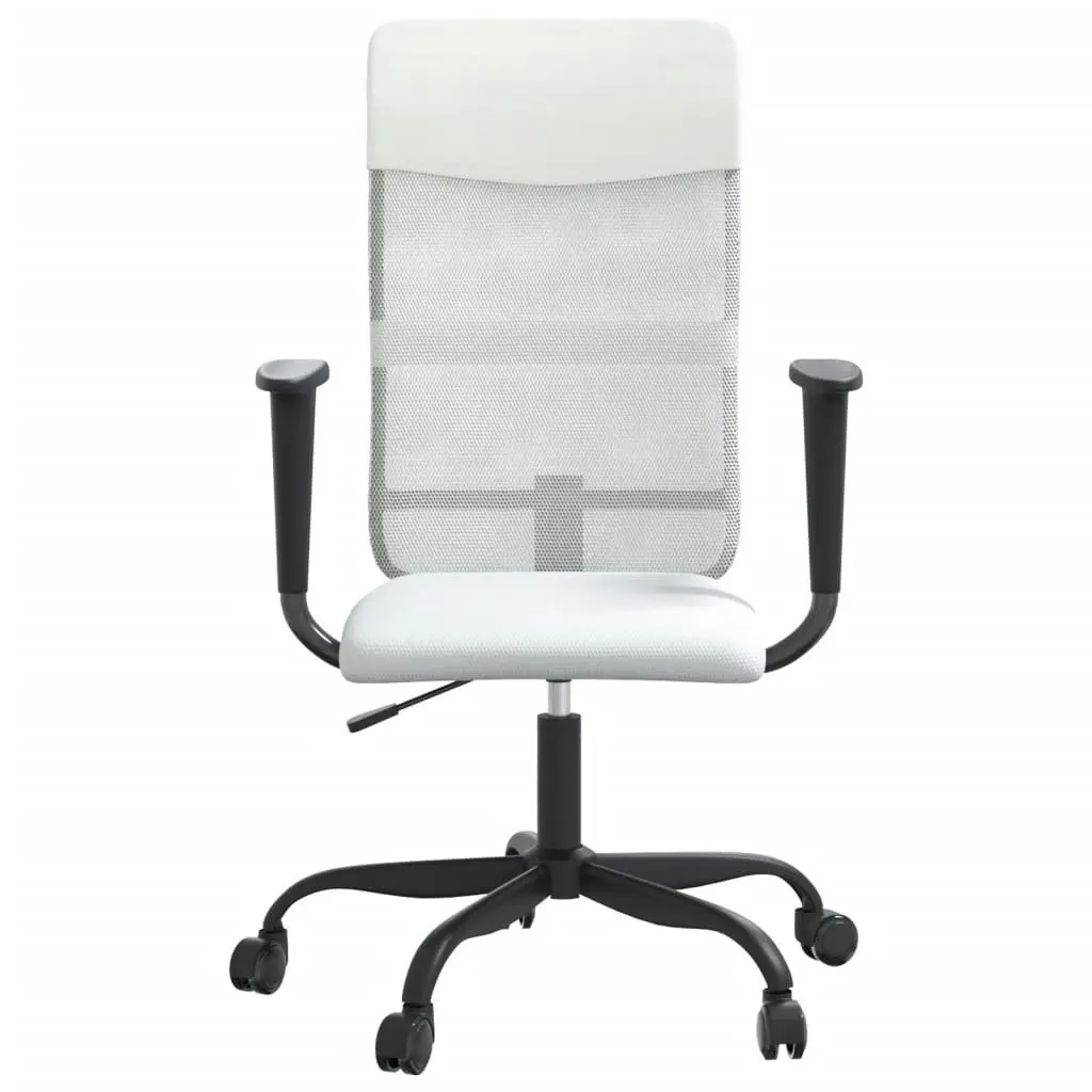 Office Chair Height Adjustable White Mesh Fabric and Faux Leather 353015