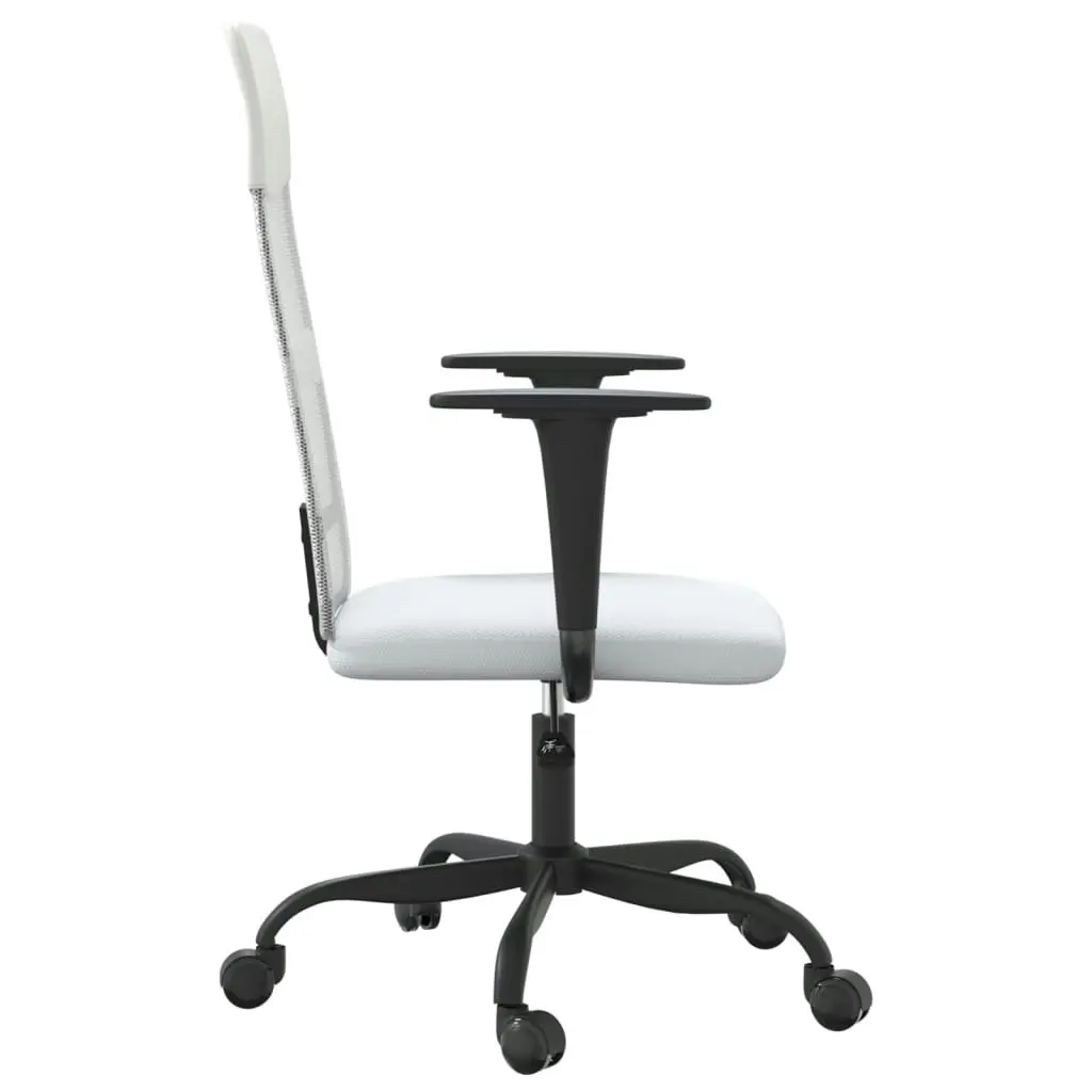 Office Chair Height Adjustable White Mesh Fabric and Faux Leather 353015