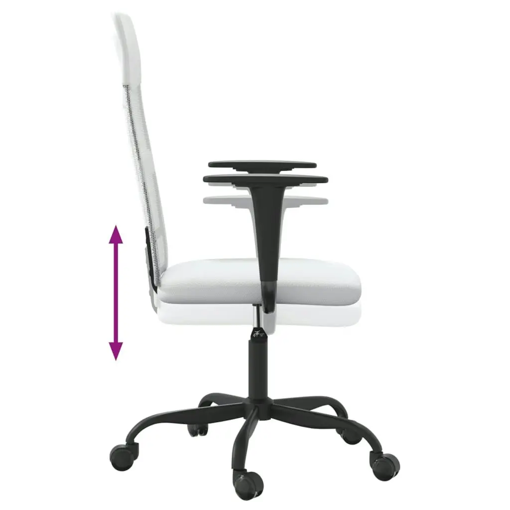 Office Chair Height Adjustable White Mesh Fabric and Faux Leather 353015