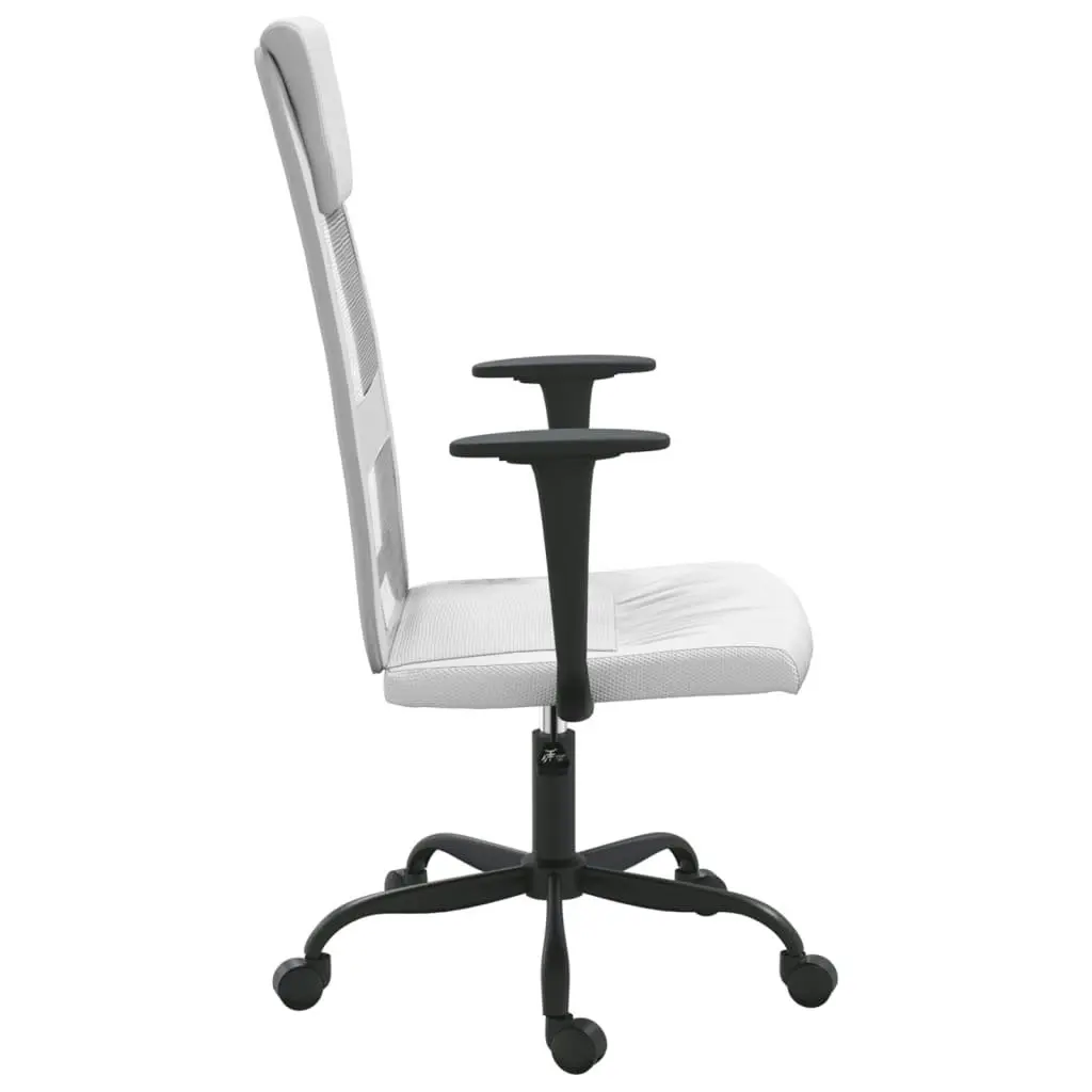 Office Chair Height Adjustable White Mesh Fabric and Faux Leather 353025