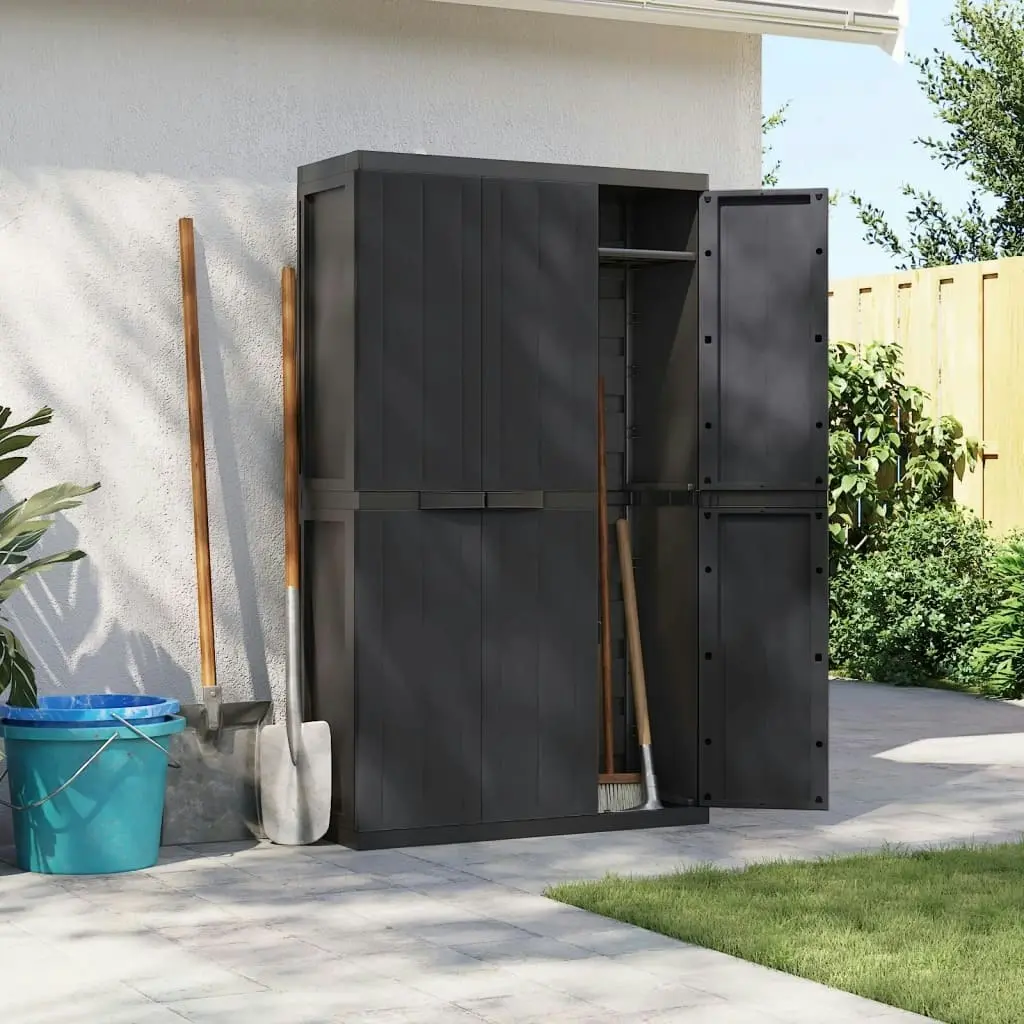 Outdoor Storage Cabinet Black 97x37x165 cm PP 364208