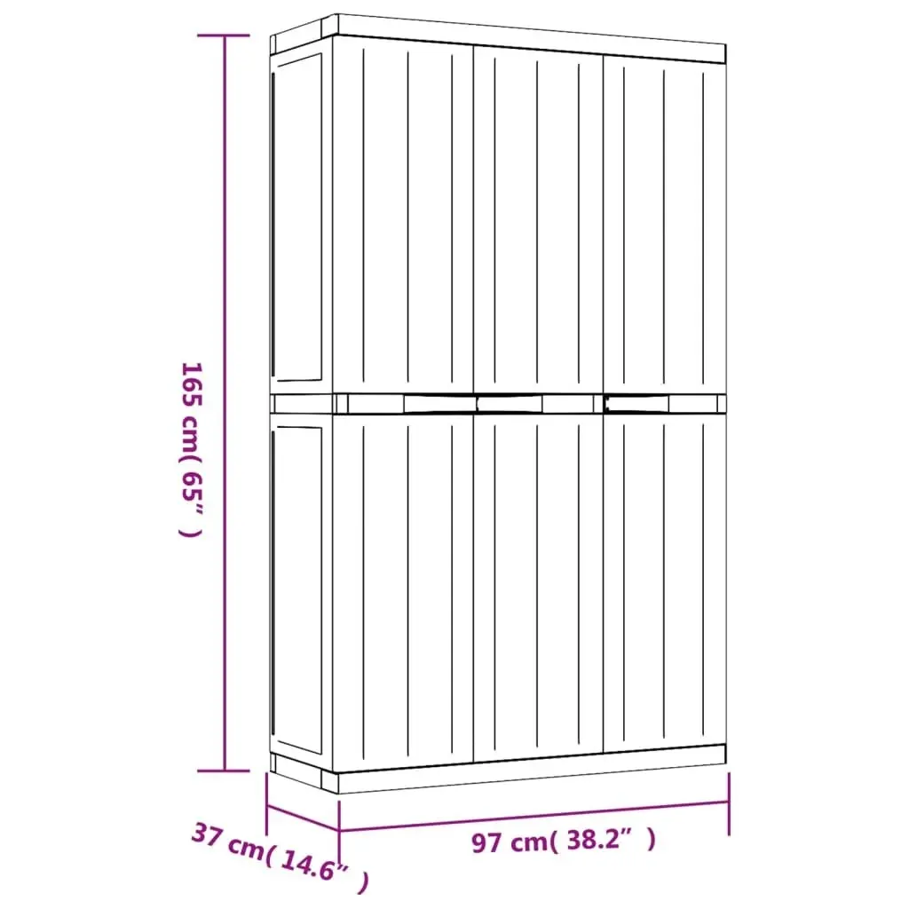 Outdoor Storage Cabinet Black 97x37x165 cm PP 364208