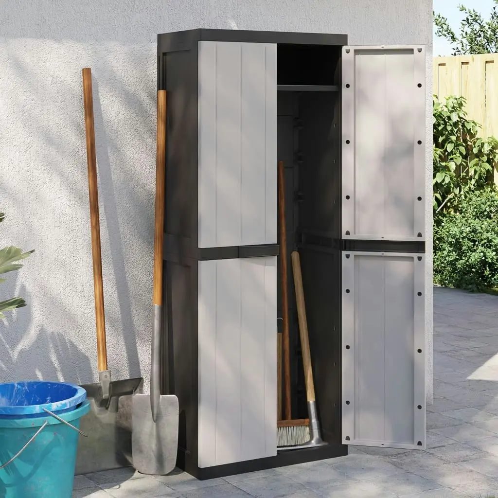 Outdoor Storage Cabinet Grey and Black 65x37x165 cm PP 364200