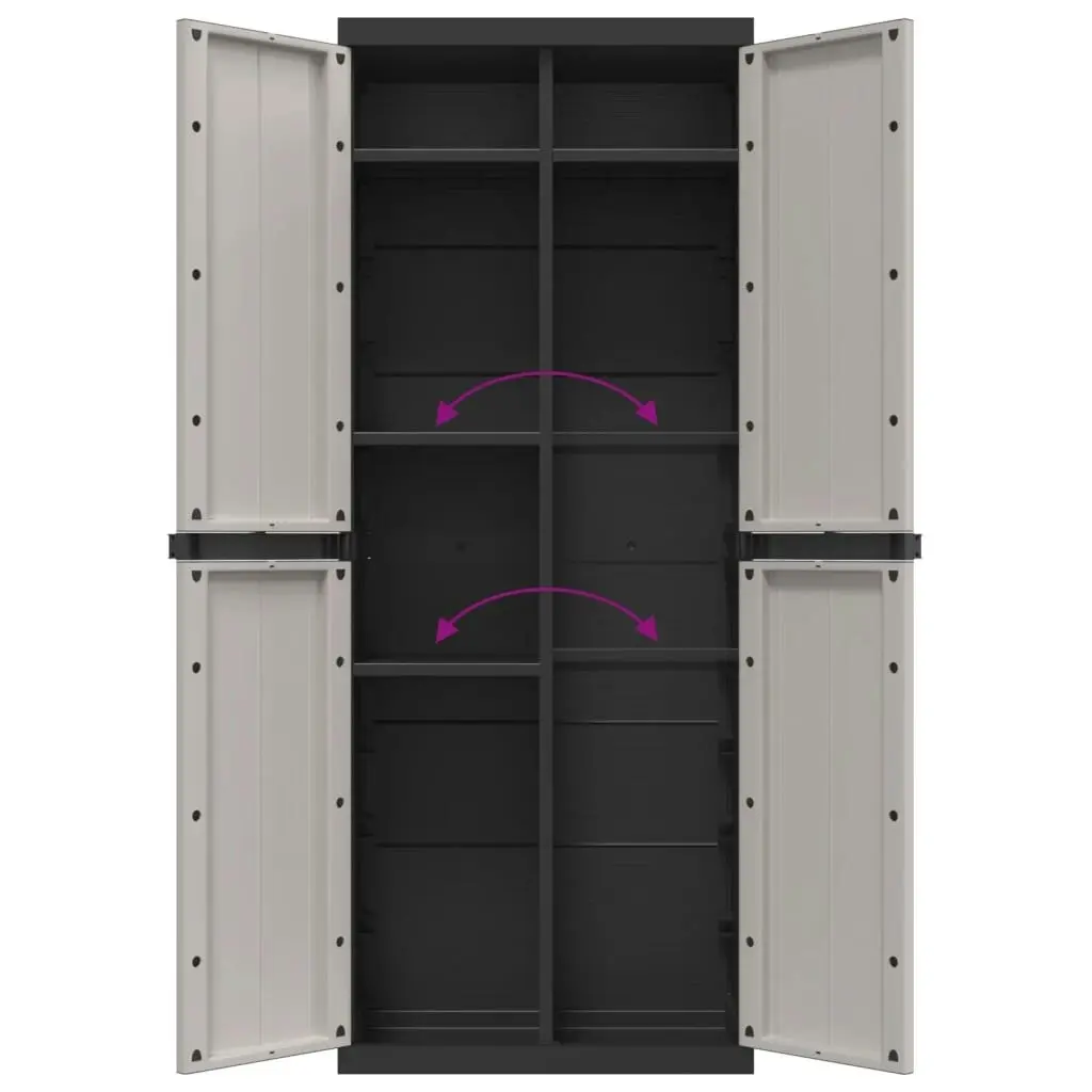 Outdoor Storage Cabinet Grey and Black 65x37x165 cm PP 364200