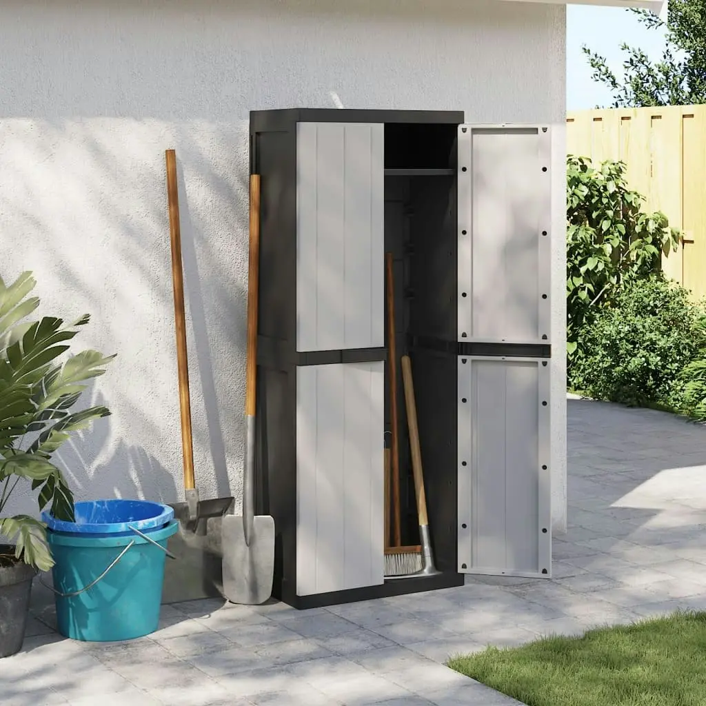 Outdoor Storage Cabinet Grey and Black 65x37x165 cm PP 364200