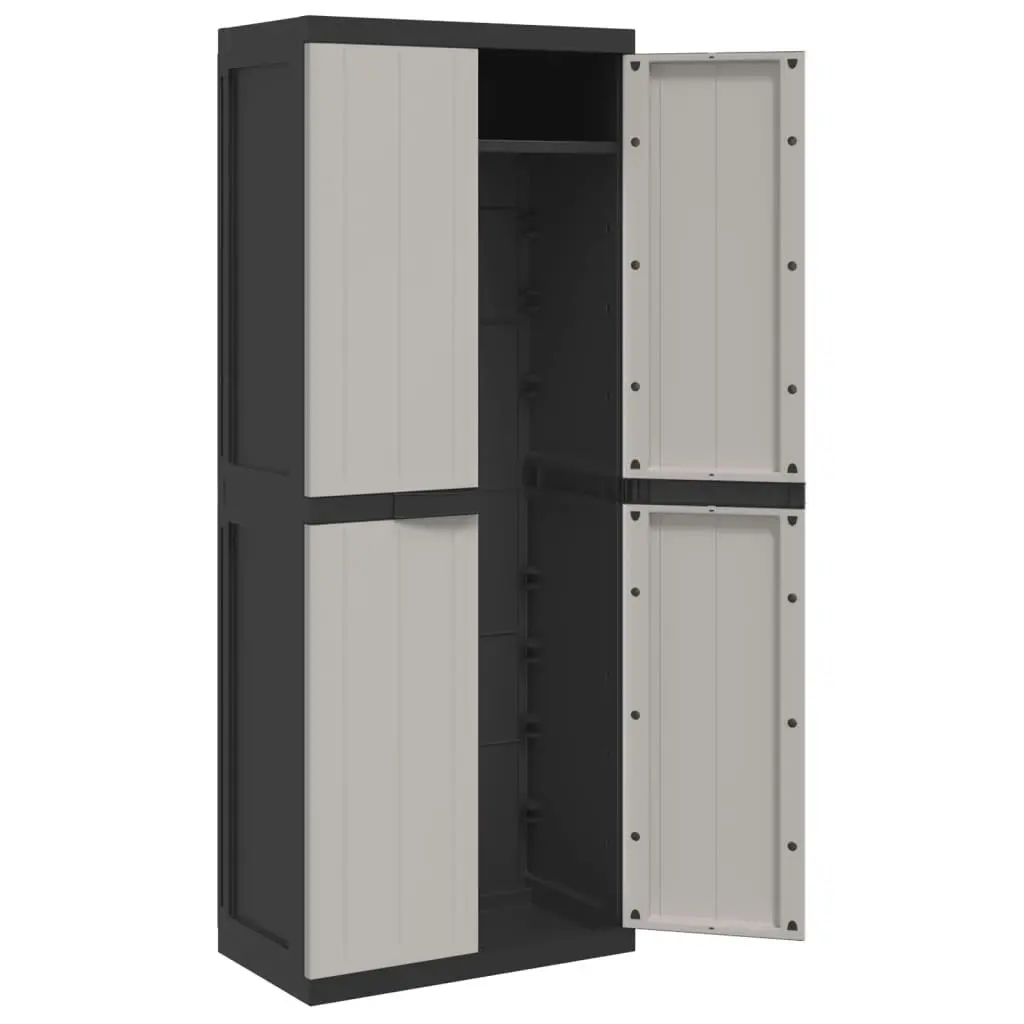 Outdoor Storage Cabinet Grey and Black 65x37x165 cm PP 364200