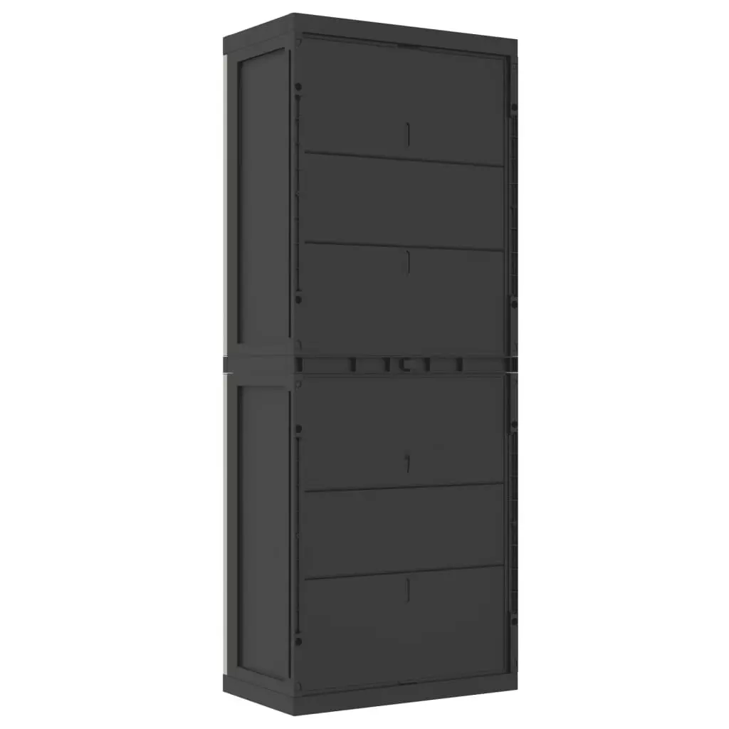 Outdoor Storage Cabinet Grey and Black 65x37x165 cm PP 364200