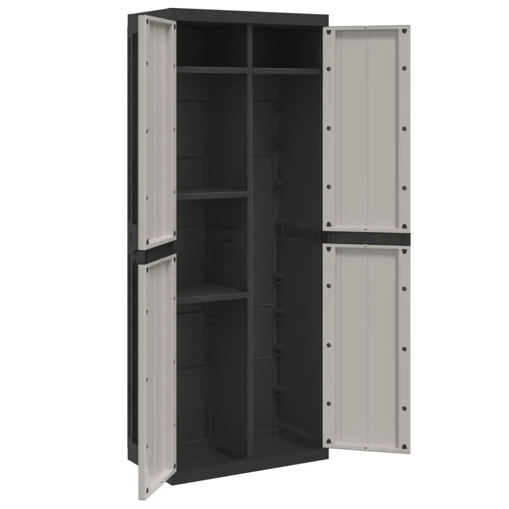 Outdoor Storage Cabinet Grey and Black 65x37x165 cm PP 364200