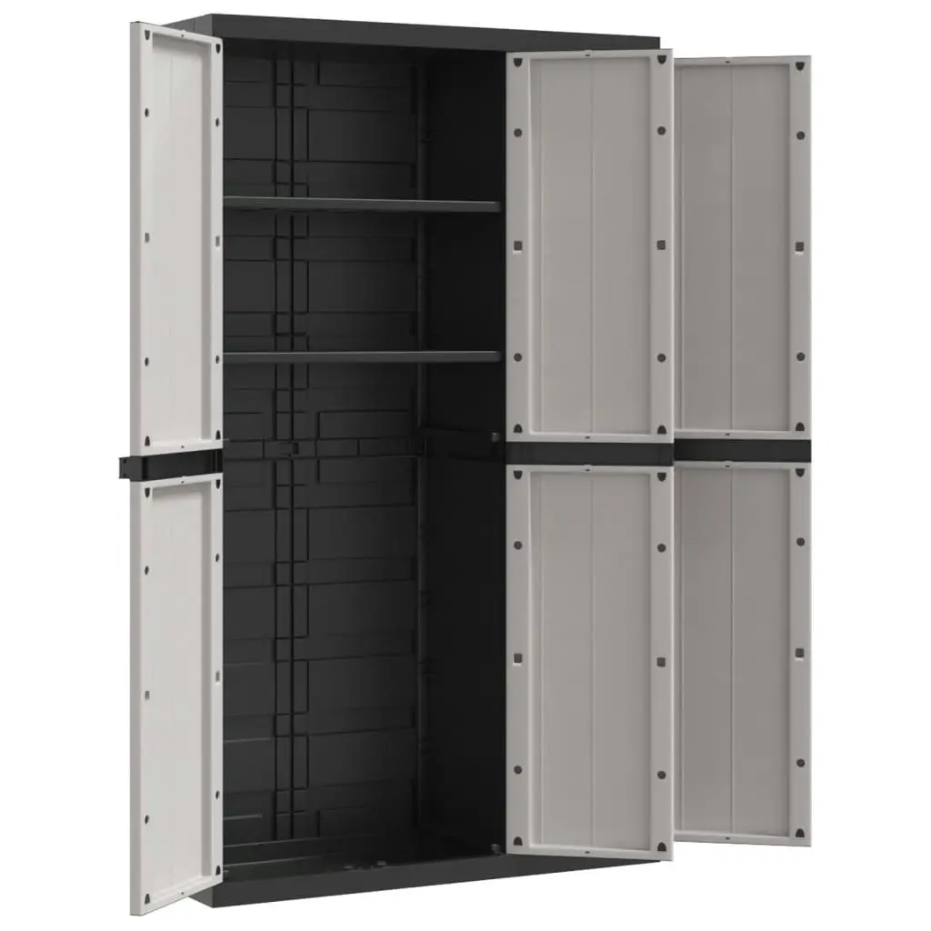 Outdoor Storage Cabinet Grey and Black 97x37x165 cm PP 364203