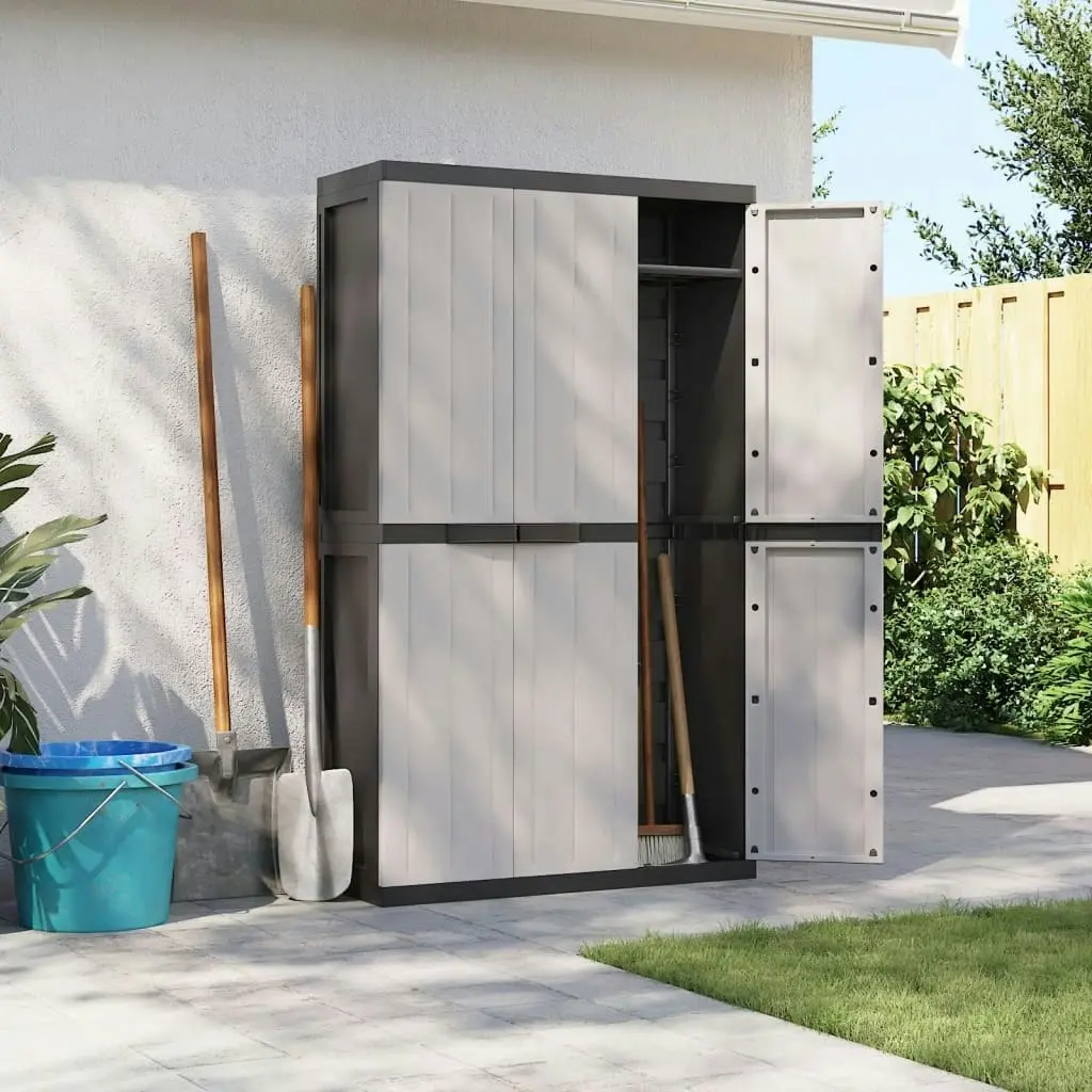 Outdoor Storage Cabinet Grey and Black 97x37x165 cm PP 364203