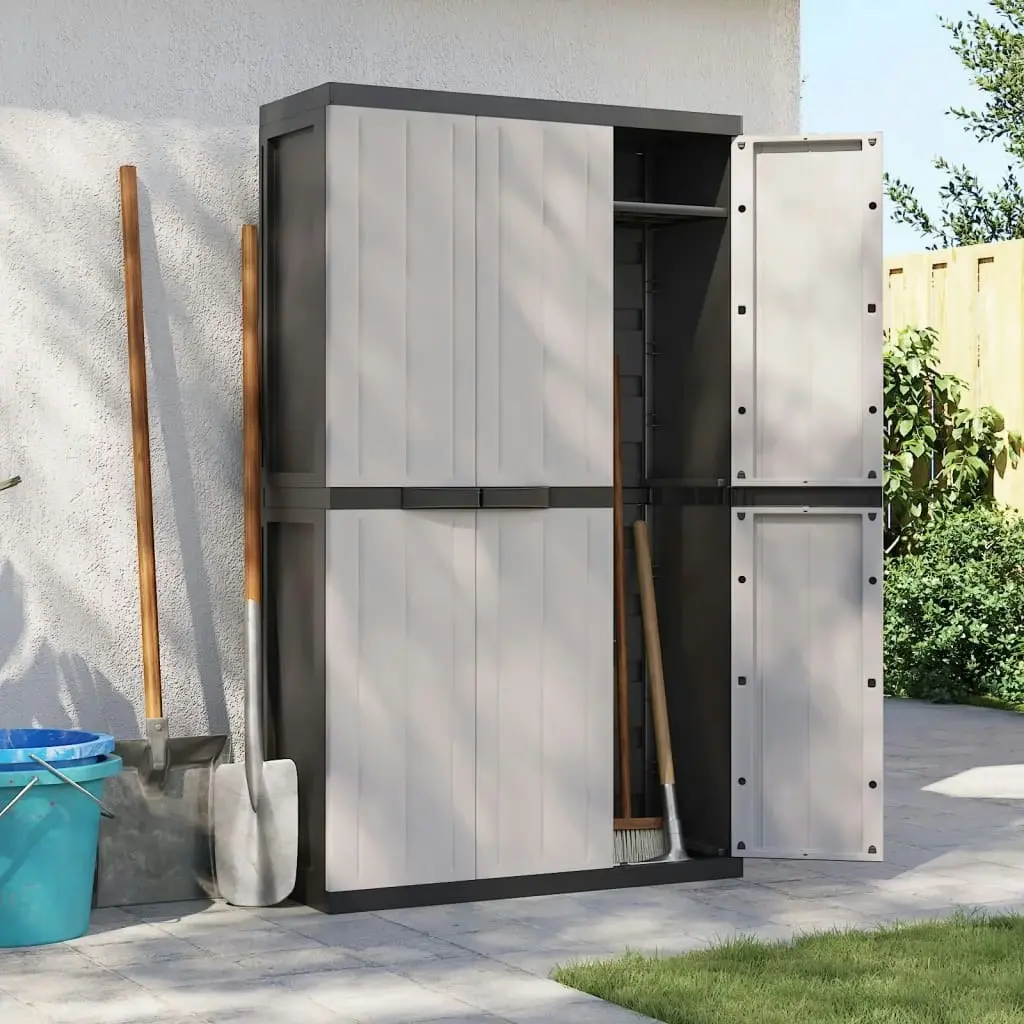 Outdoor Storage Cabinet Grey and Black 97x37x165 cm PP 364203