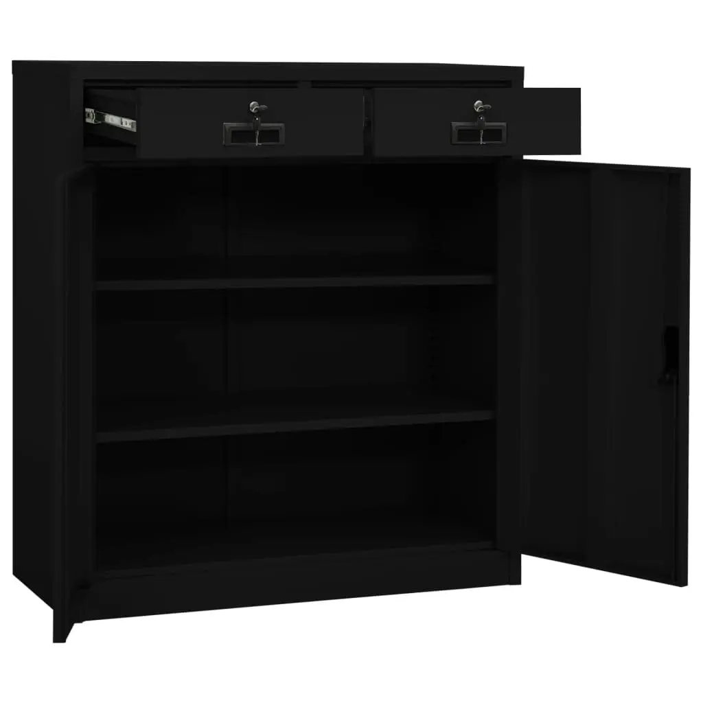 Office Cabinet Black 90x40x102 cm Steel 336411