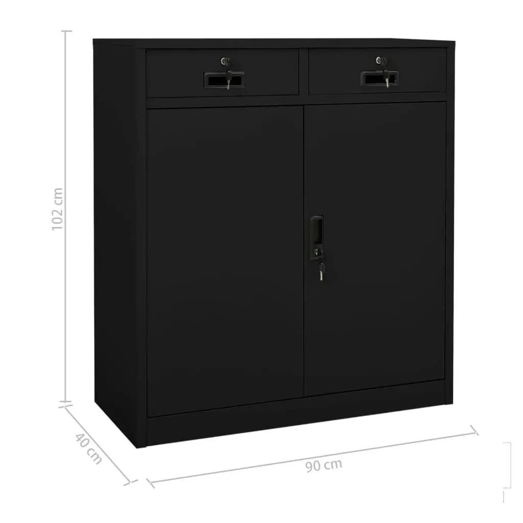 Office Cabinet Black 90x40x102 cm Steel 336411