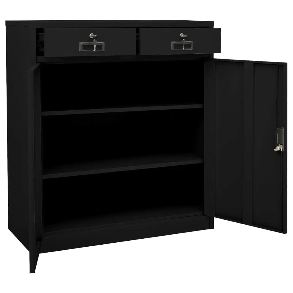 Office Cabinet Black 90x40x102 cm Steel 336411