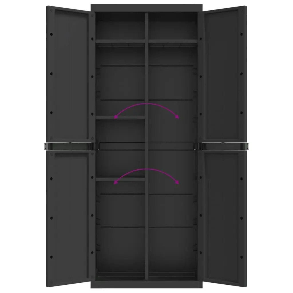 Outdoor Storage Cabinet Black 65x37x165 cm PP 364205