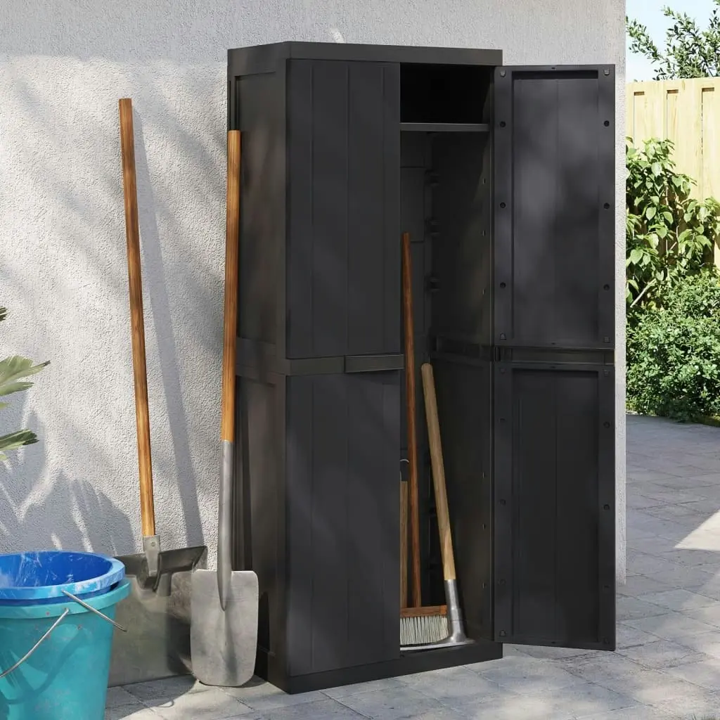 Outdoor Storage Cabinet Black 65x37x165 cm PP 364205