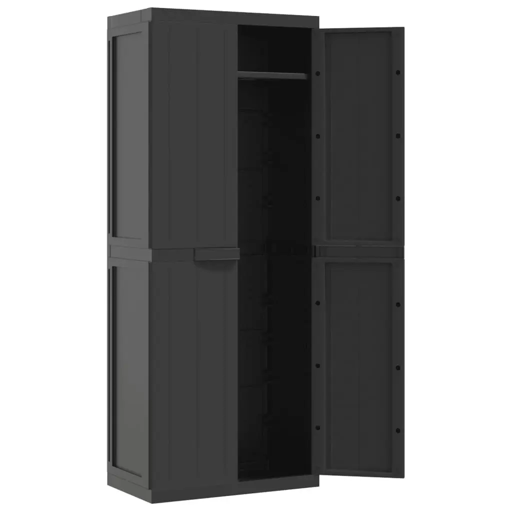 Outdoor Storage Cabinet Black 65x37x165 cm PP 364205