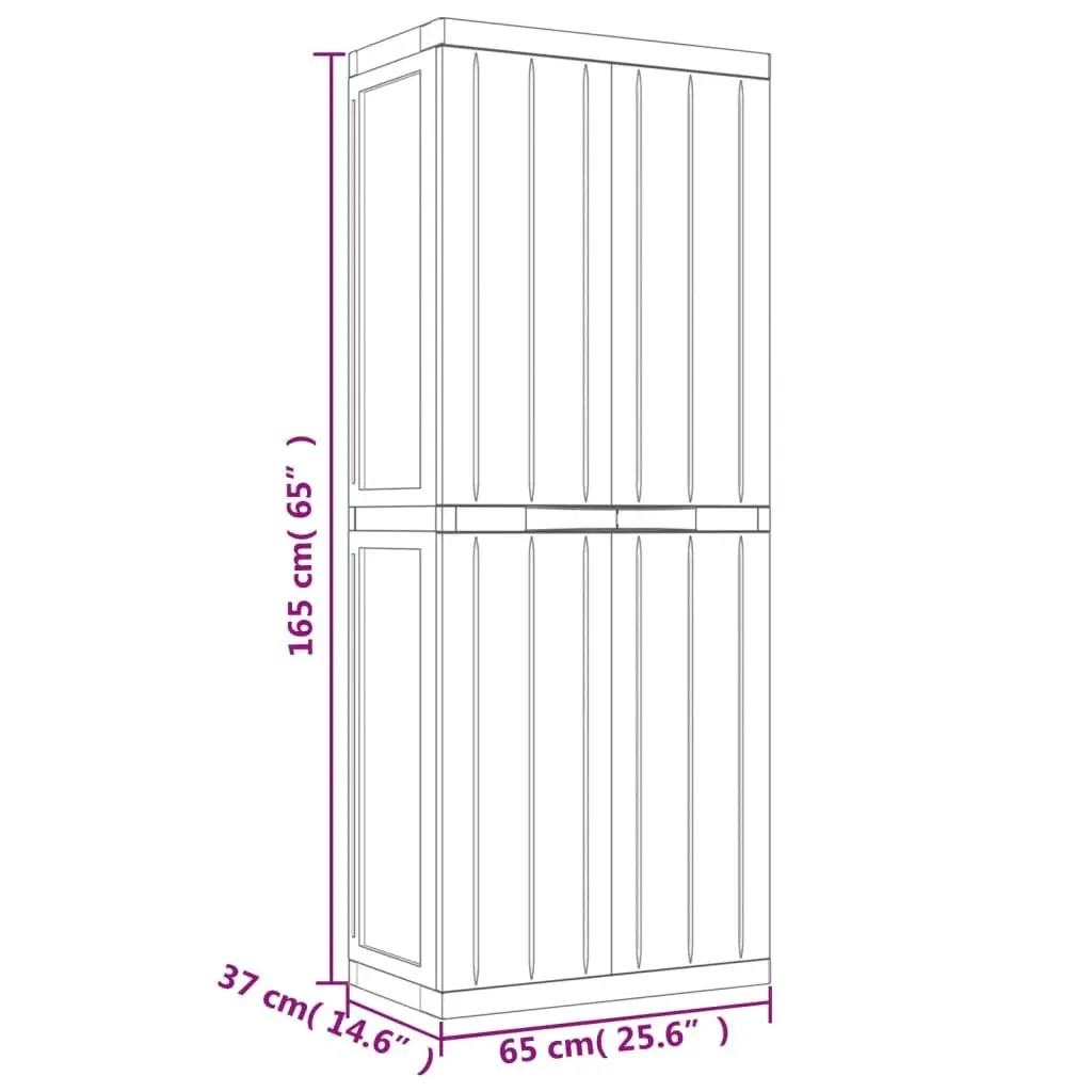 Outdoor Storage Cabinet Black 65x37x165 cm PP 364205