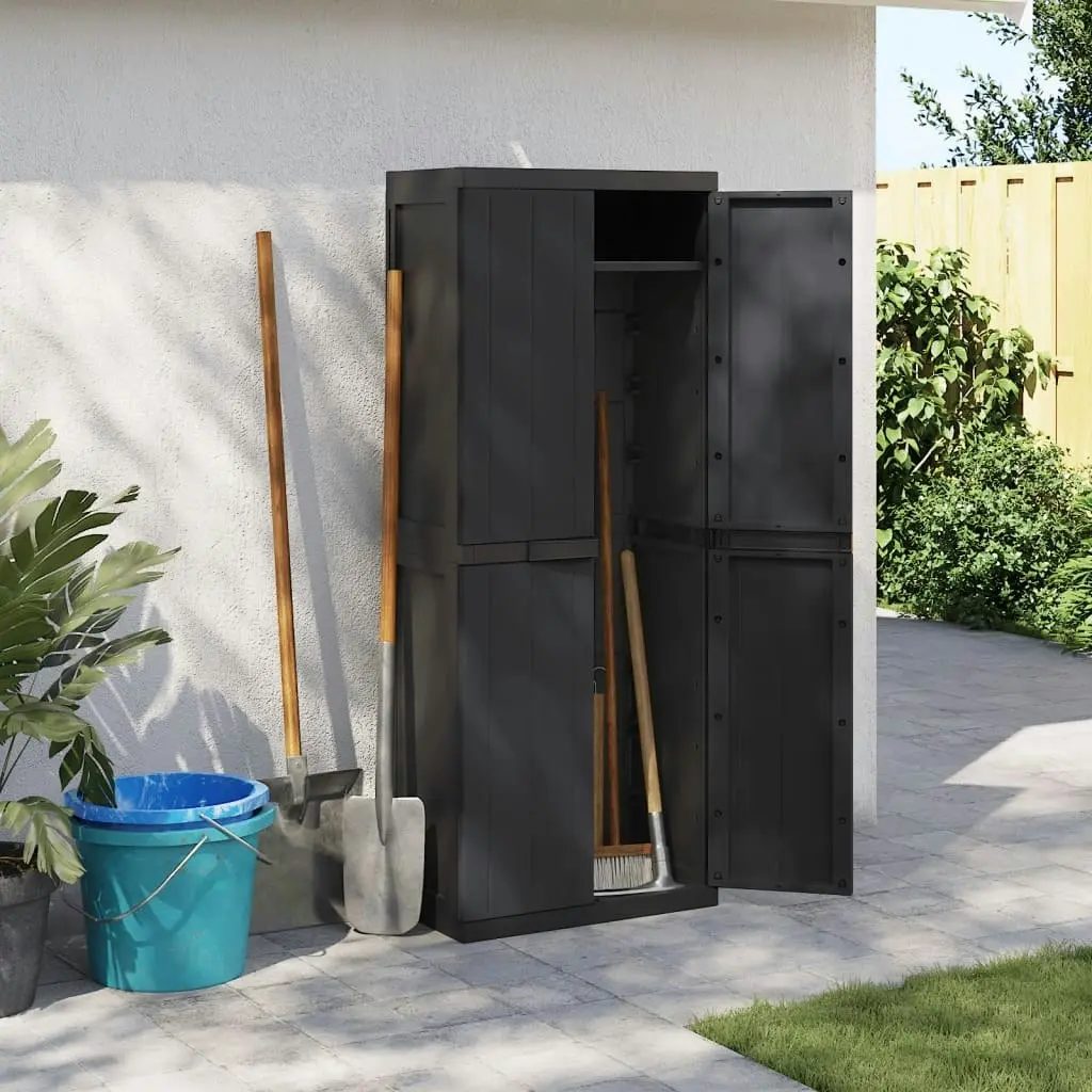 Outdoor Storage Cabinet Black 65x37x165 cm PP 364205