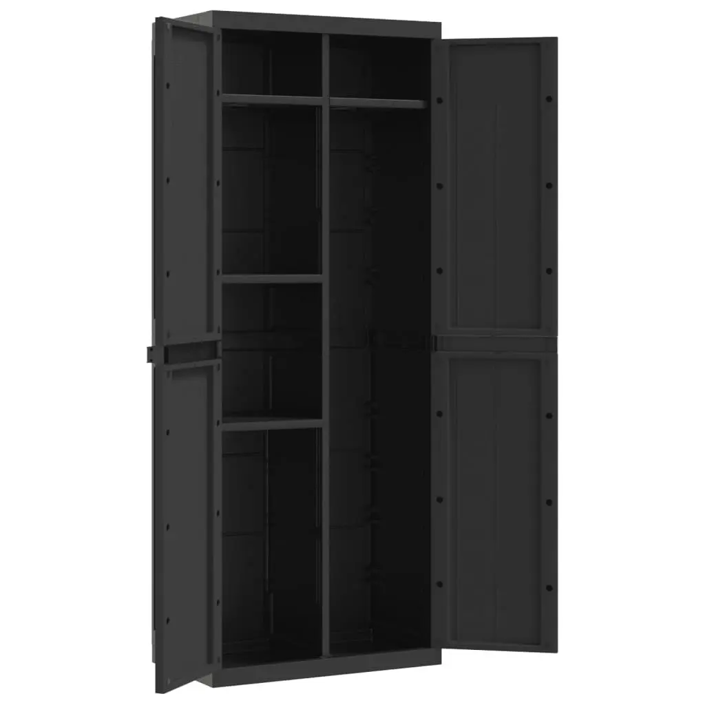 Outdoor Storage Cabinet Black 65x37x165 cm PP 364205