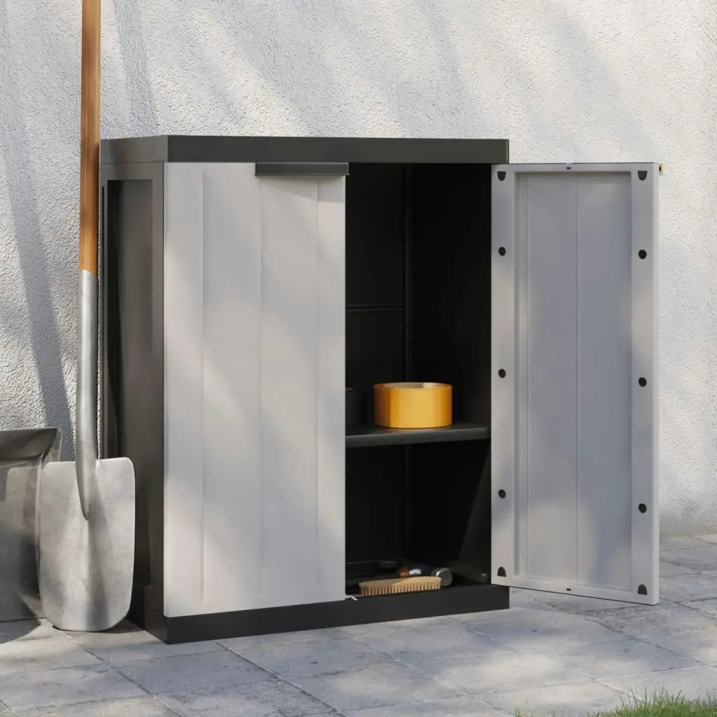 Outdoor Storage Cabinet Grey and Black 65x37x85 cm PP 364199