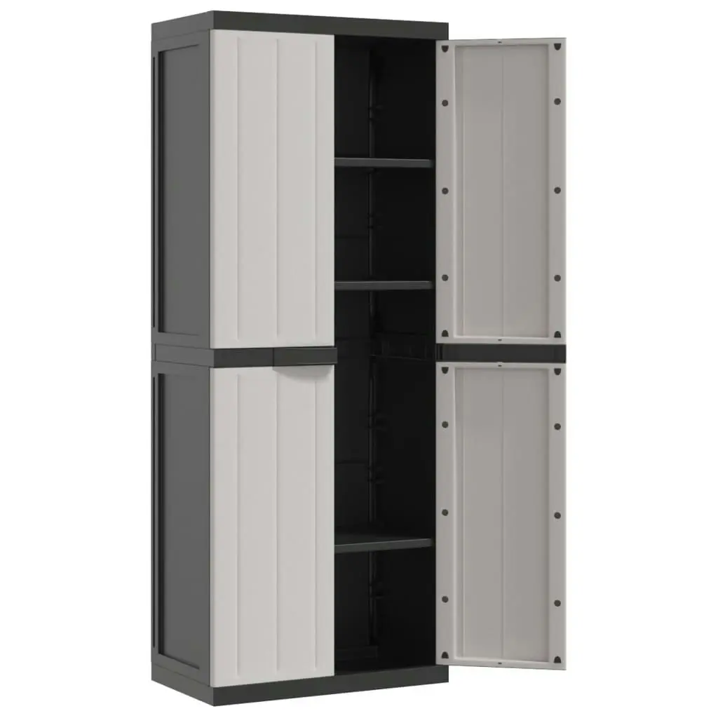 Outdoor Storage Cabinet Grey and Black 65x37x165 cm PP 364201