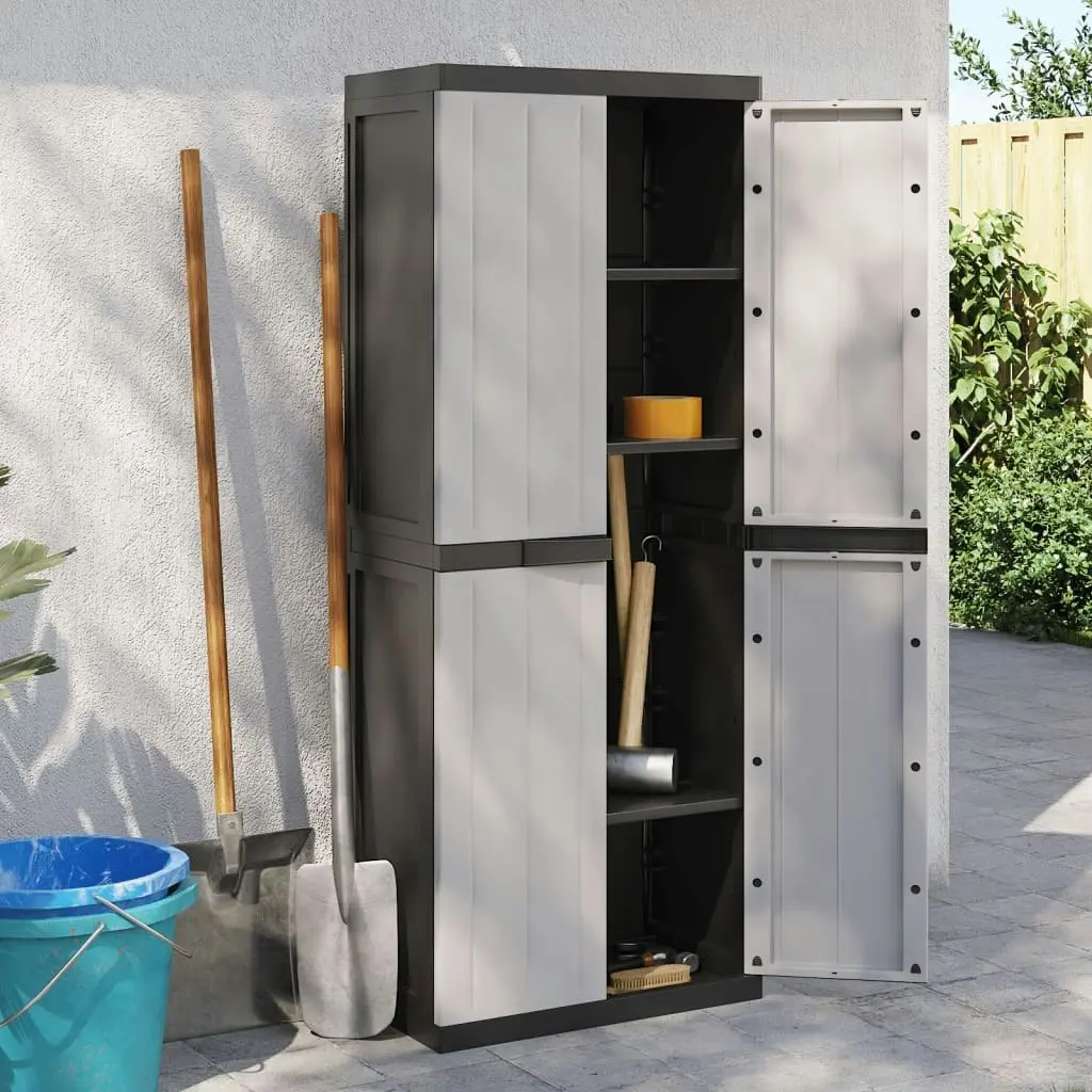 Outdoor Storage Cabinet Grey and Black 65x37x165 cm PP 364201