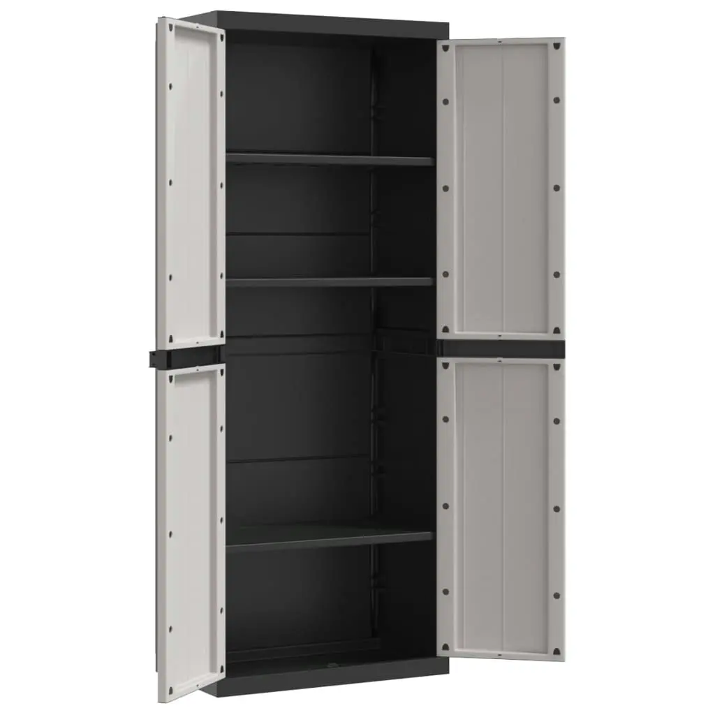 Outdoor Storage Cabinet Grey and Black 65x37x165 cm PP 364201