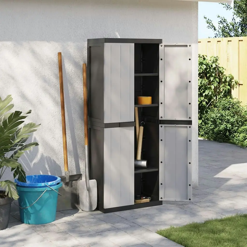 Outdoor Storage Cabinet Grey and Black 65x37x165 cm PP 364201