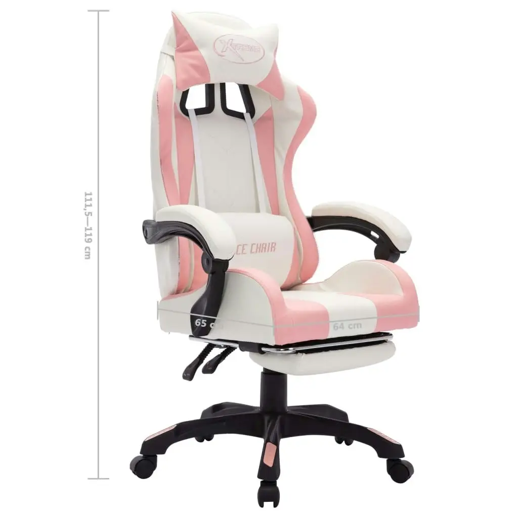 Racing Chair with RGB LED Lights Pink and White Faux Leather 288014