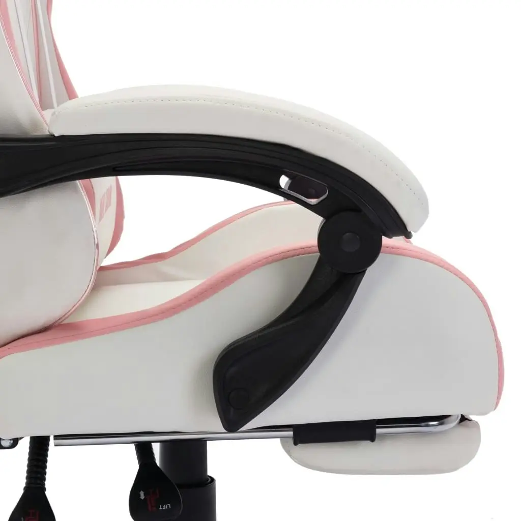 Racing Chair with RGB LED Lights Pink and White Faux Leather 288014