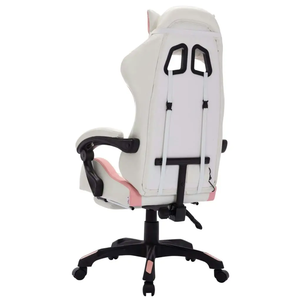 Racing Chair with RGB LED Lights Pink and White Faux Leather 288014