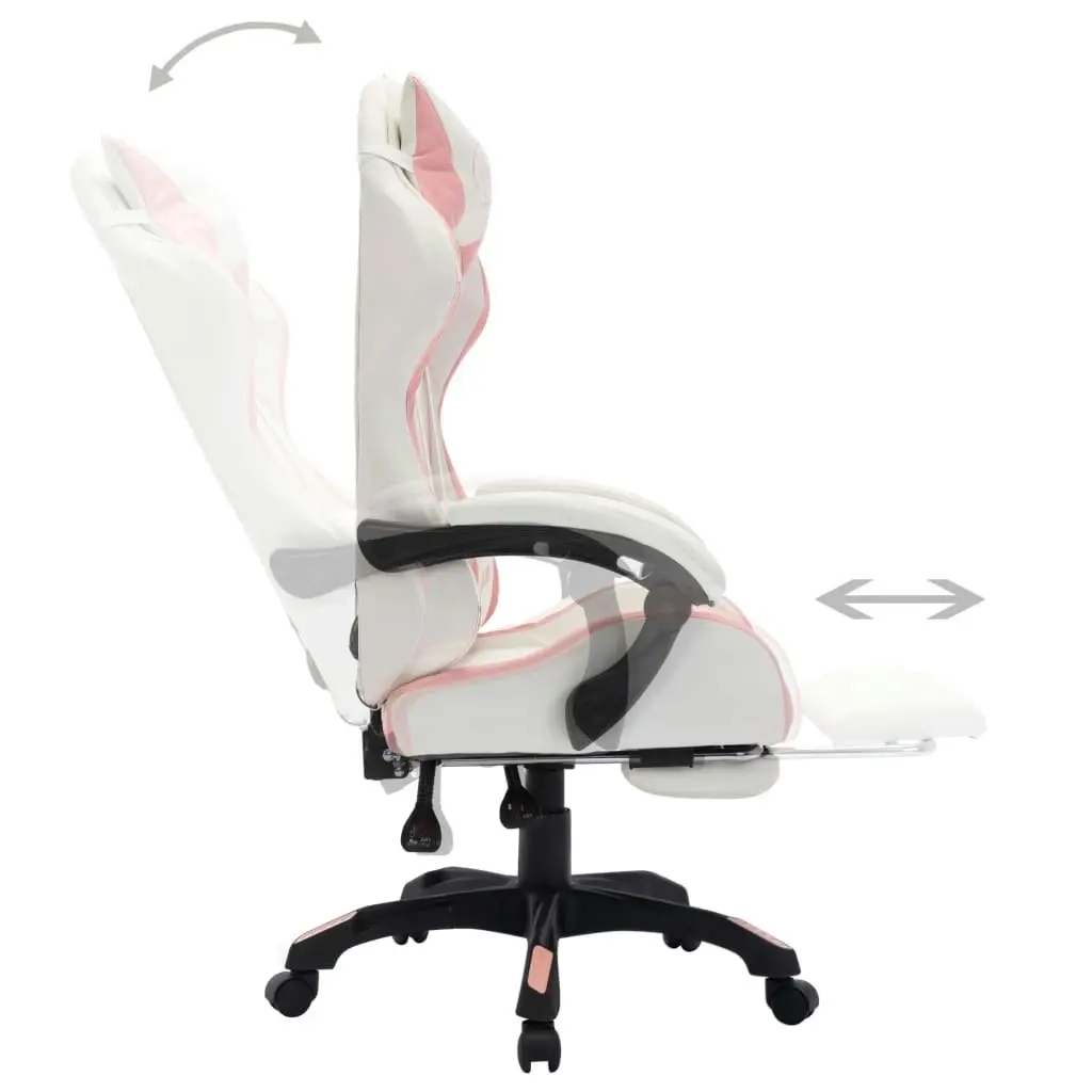 Racing Chair with RGB LED Lights Pink and White Faux Leather 288014