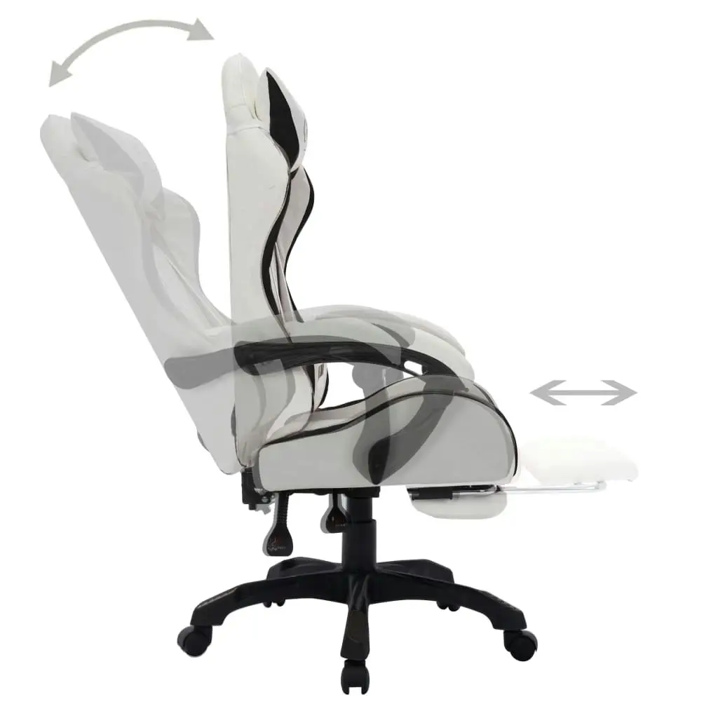 Racing Chair with RGB LED Lights Black and White Faux Leather 288015