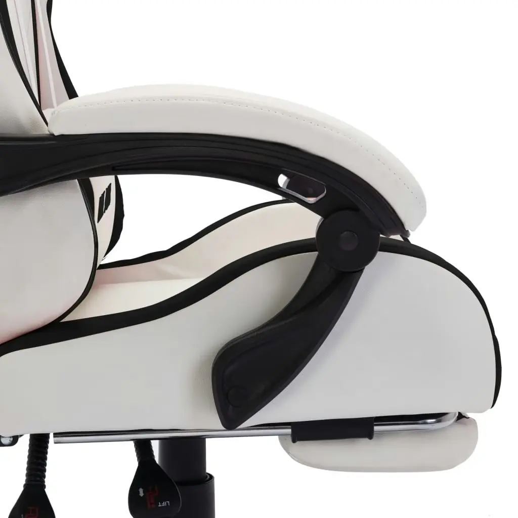 Racing Chair with RGB LED Lights Black and White Faux Leather 288015