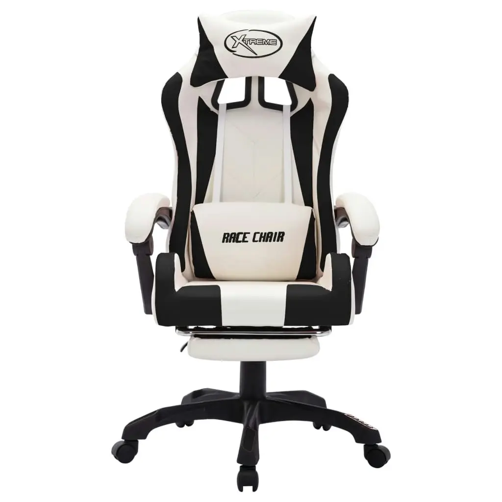 Racing Chair with RGB LED Lights Black and White Faux Leather 288015