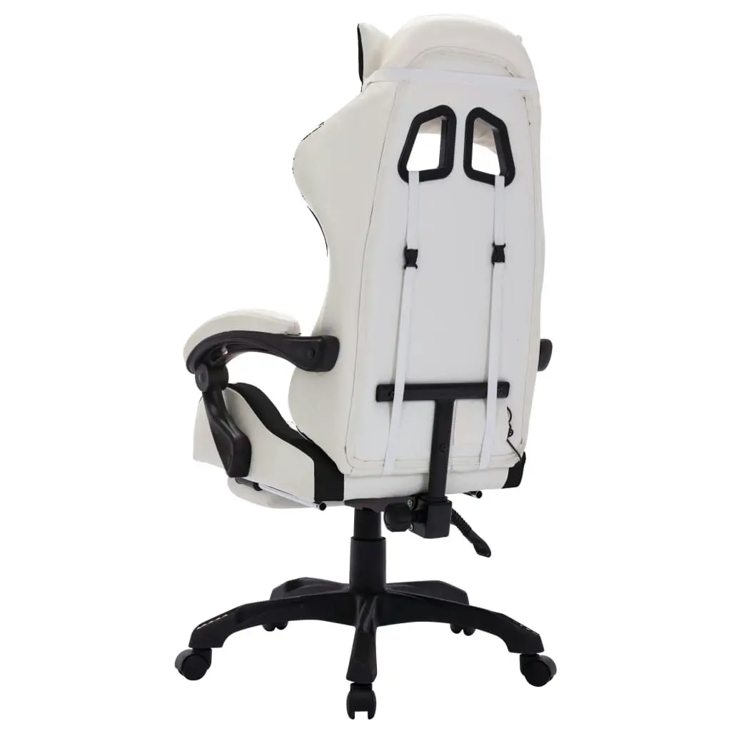 Racing Chair with RGB LED Lights Black and White Faux Leather 288015