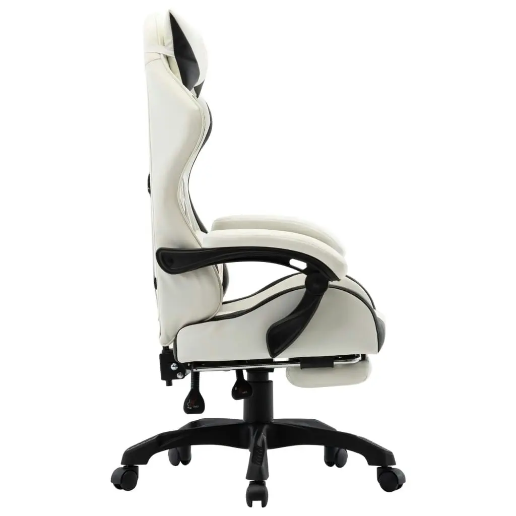 Racing Chair with Footrest Black and White Faux Leather 287995