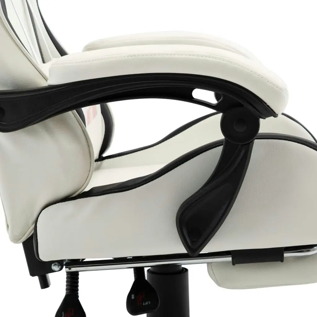 Racing Chair with Footrest Black and White Faux Leather 287995