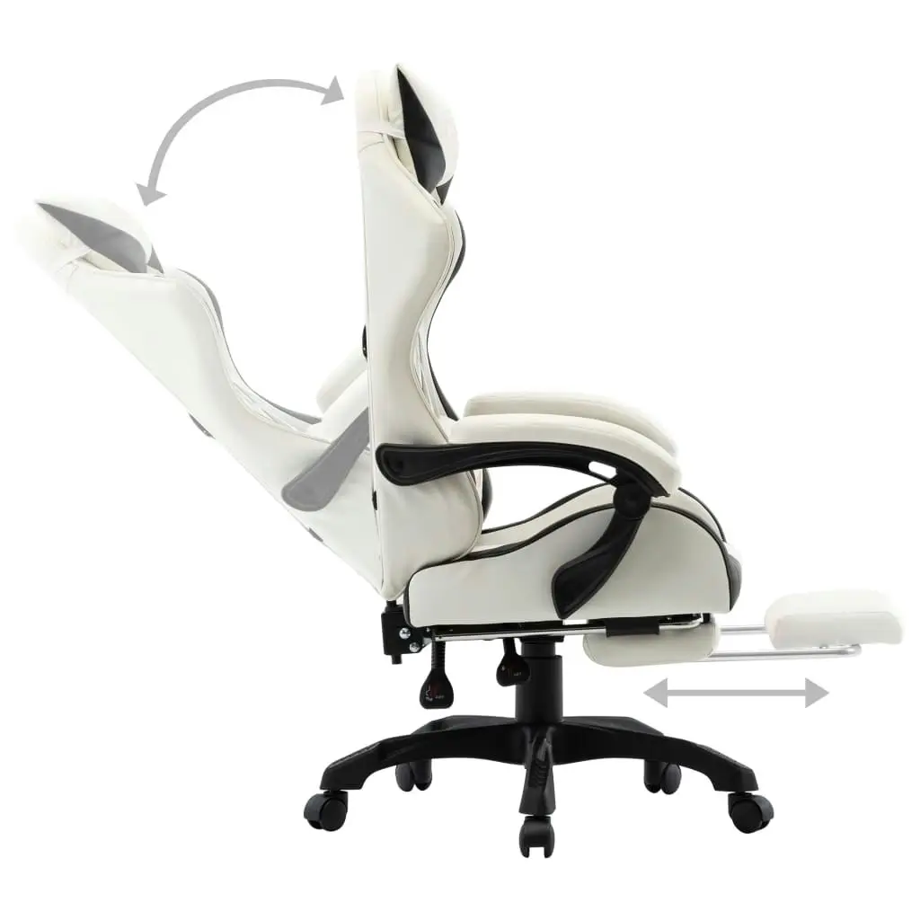 Racing Chair with Footrest Black and White Faux Leather 287995