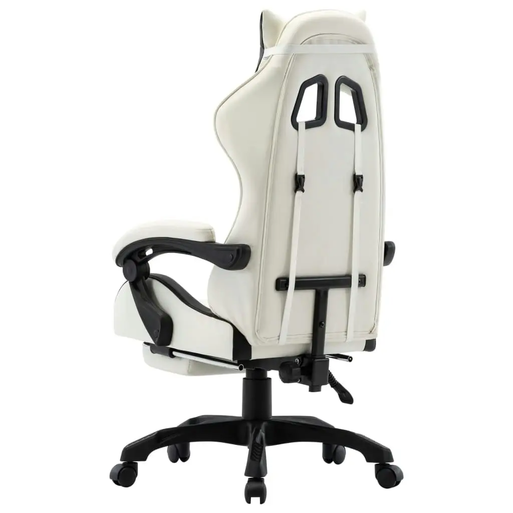 Racing Chair with Footrest Black and White Faux Leather 287995