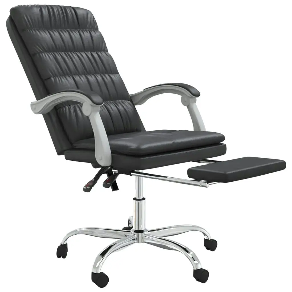 Reclining Office Chair Black Faux Leather 349653